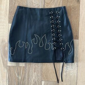 EAVES Leather Fire Mini Skirt